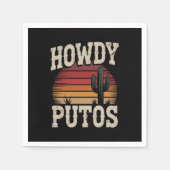 Howdy Putos Funny Cactus Retro Vintag Serviette (Vorderseite)