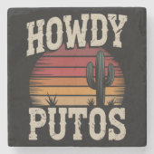 Howdy Putos Funny Cactus Retro Vintag Steinuntersetzer (Vorderseite)