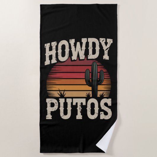 Howdy Putos Funny Cactus Retro Vintag Strandtuch (Vorderseite)