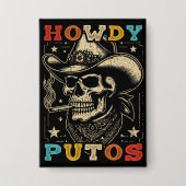 Howdy Putos Funny Skull Retro Vintag Button (Vorderseite)