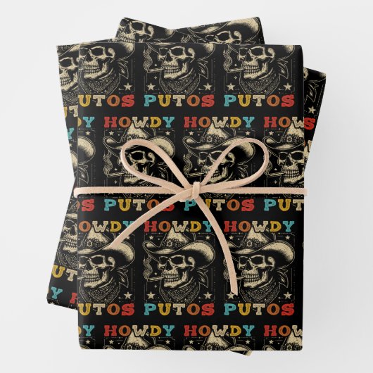 Howdy Putos Funny Skull Retro Vintag Geschenkpapier Set (Beispiel)