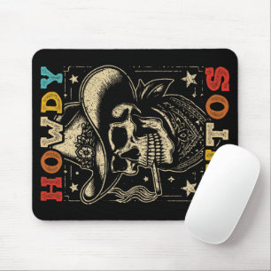 Howdy Putos Funny Skull Retro Vintag Mousepad