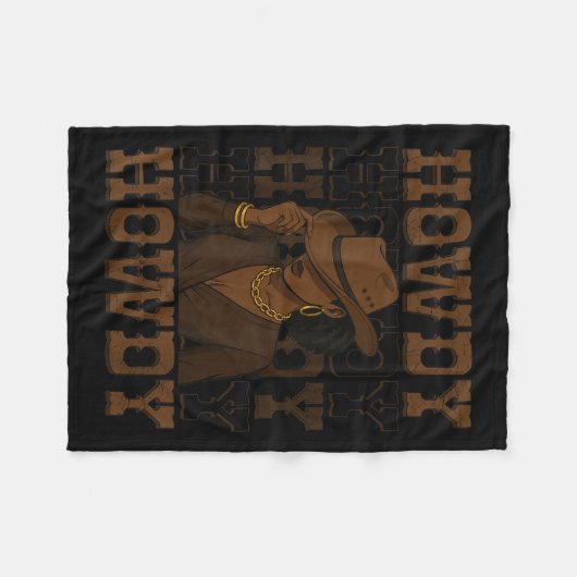 Howdy Retro Western Black Cowgirl Melanin Afro Wom Fleecedecke (Vorderseite (Horizontal))