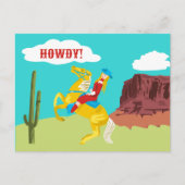 Howdy Retro Western Cowgirl Postcard Postkarte (Vorderseite)