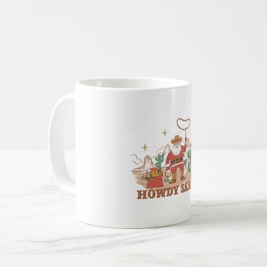 Howdy Santa Claus Cowboy Western Christmas Pj Paja Kaffeetasse (Vorderseite Links)