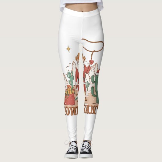 Howdy Santa Claus Cowboy Western Christmas Pj Paja Leggings (Vorderseite)