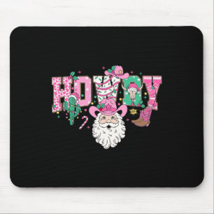 Howdy Santa Claus Pink Christmas Country Cowboy Sa Mousepad