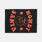 Howdy Santa Claus Retro Groovy Cowboy Western Chri Fleecedecke (Vorderseite (Horizontal))