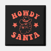Howdy Santa Claus Retro Groovy Cowboy Western Chri Magnet (Vorne)