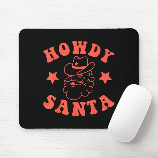Howdy Santa Claus Retro Groovy Cowboy Western Chri Mousepad (Mit Mouse)