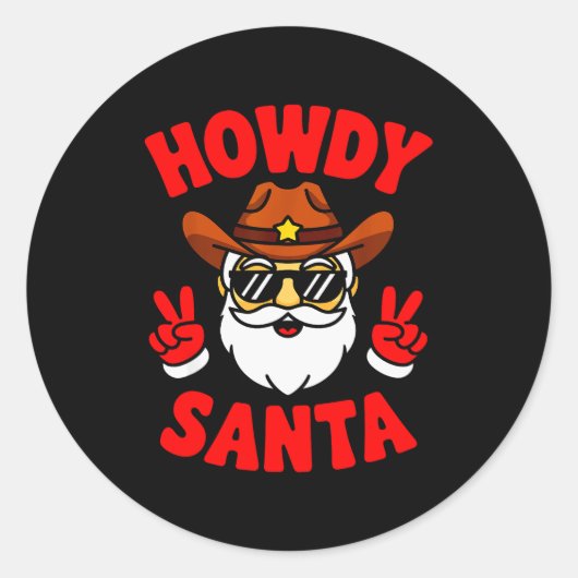 Howdy Santa Funny Christmas Pajama Party Last Minu Runder Aufkleber (Vorderseite)