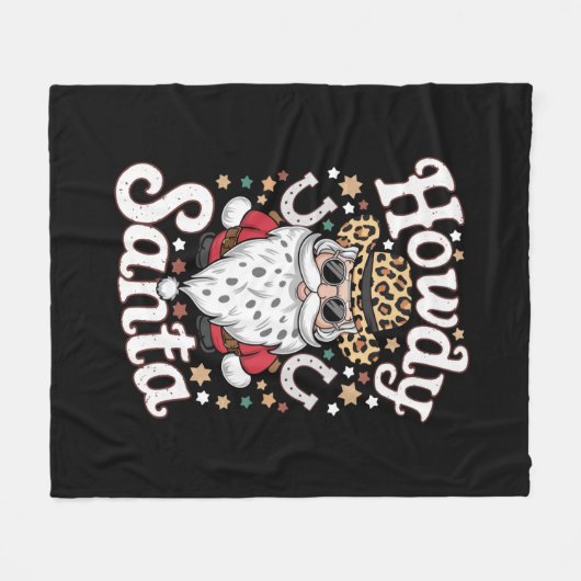 Howdy Santa Western Cowboy Rodeo Weihnachtsgeschen Fleecedecke (Vorderseite (Horizontal))