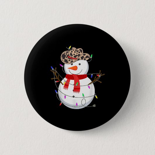 Howdy Snowman Funny Cowboy Hat Western Christmas 2 Button (Vorderseite)