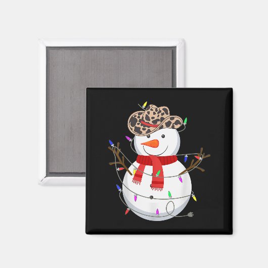 Howdy Snowman Funny Cowboy Hat Western Christmas 2 Magnet (Vorderseite/Rückseite)