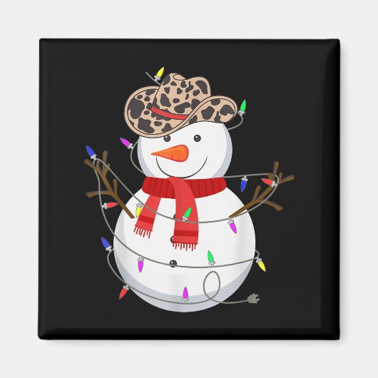 Howdy Snowman Funny Cowboy Hat Western Christmas 2 Magnet (Vorne)
