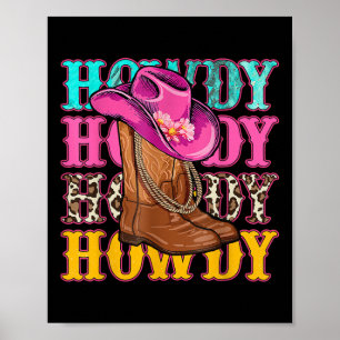 Howdy Southern Western Girl Country Rodeo Cowgirls Poster