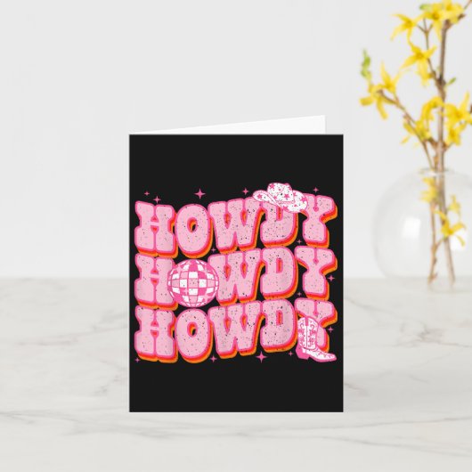 Howdy Southern Western Girl Country Rodeo Rosa Kuh Karte (Gelbe Blume)