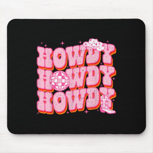 Howdy Southern Western Girl Country Rodeo Rosa Kuh Mousepad (Vorne)