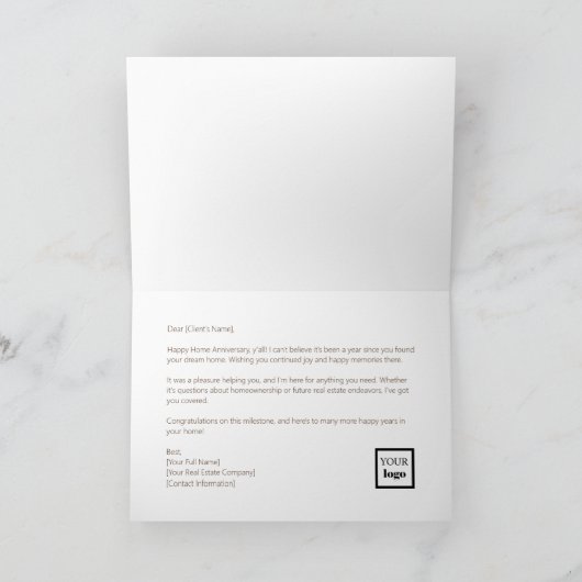 Howdy Texas Zuhause Anniversary Realtor Card Karte (Innenseite)