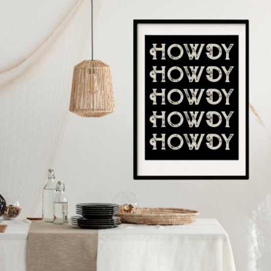 Howdy Typografy Western Wall Ranch Cabin Zuhause Poster
