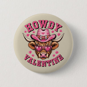 Howdy Valentine Cow Valentines Da&y Coquette Liebe Button