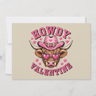 Howdy Valentine Cow Valentines Da&y Coquette Liebe Feiertagskarte