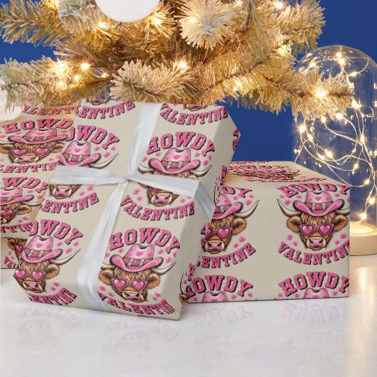 Howdy Valentine Cow Valentines Da&y Coquette Liebe Geschenkpapier (Feiertage)