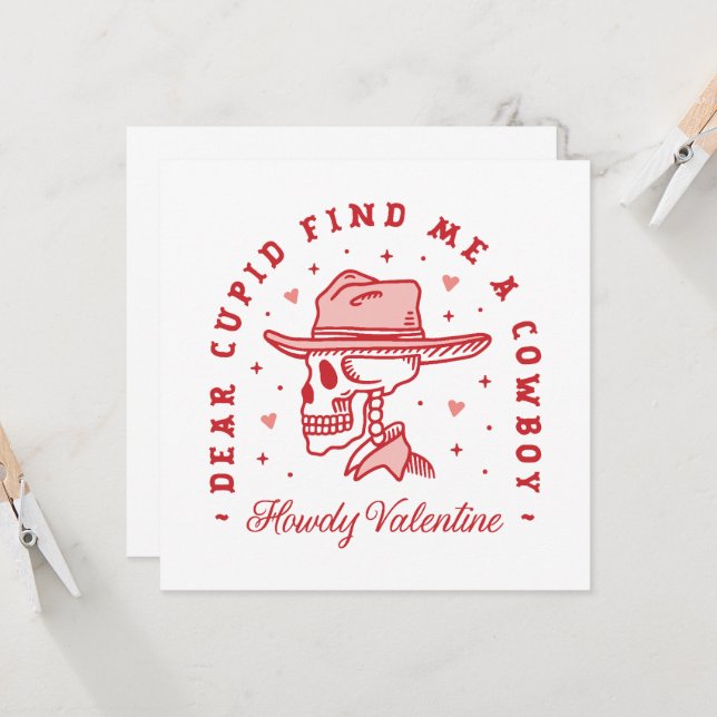 Howdy Valentine Cupid finden mich eine Cowboy-Gale (Vorderseite/Rückseite Beispiel)