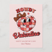Howdy Valentine Niedliche Disco Ball Herzlich Will Postkarte (Vorderseite)