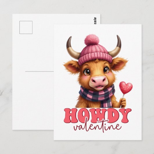 Howdy Valentine Postkarte (Vorne/Hinten)