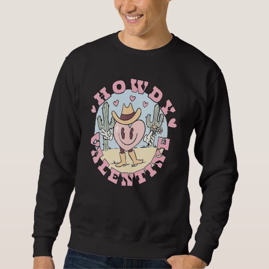 Howdy Valentine Rodeo Western Country Southern Cow Sweatshirt (Vorderseite)