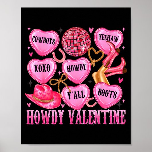 Howdy Valentine Western Cowgirl Hearts Candy Women Poster (Vorne)