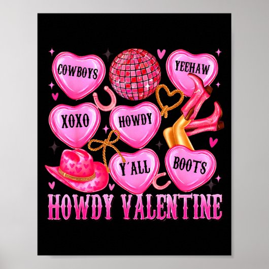 Howdy Valentine Western Cowgirl Hearts Candy Women Poster (Vorne)