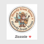 Howdy von Texas_ Retro Longhorn Western Artwork Aufkleber (Blatt)