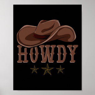 Howdy Western Cowboy Hat Country Cowboy Poster