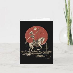 Howdy Western Cowboy Skeleton Reiten Vintag Karte