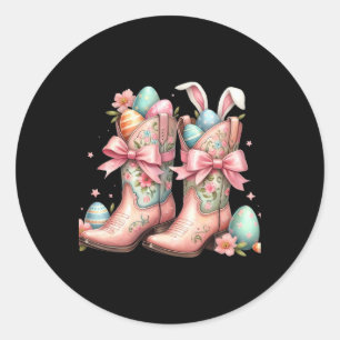Howdy Western Osterbunny Coquette Cowboy Boots E Runder Aufkleber