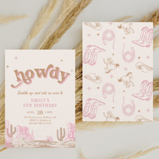 Howdy! Western Pink Cowgirl Geburtstag Einladung