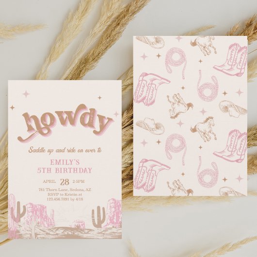 Howdy! Western Pink Cowgirl Geburtstag Einladung
