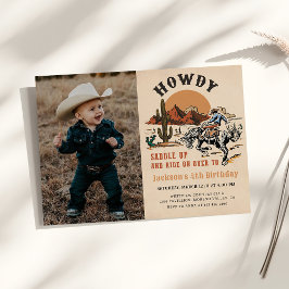 Howdy! Western Rodeo Cowboy Birthday Foto Einladung