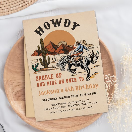 Howdy! Western Rodeo Cowboy Einladung zum Geburtst