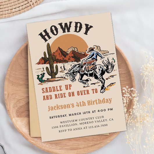 Howdy! Western Rodeo Cowboy Einladung zum Geburtst