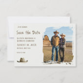 Howdy Western Rustic Watercolor Photo Save The Date (Rückseite)