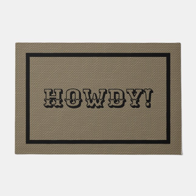 Howdy Western Rustic Welcome Mat | Große Türmatte (Vorderseite)