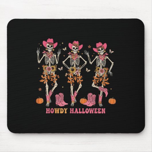 Howdy Western Skeleton Cowgirls Dancing Halloween Mousepad (Vorne)
