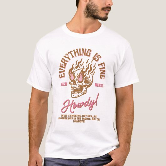 Howdy! Wild West Skull Graphic T-Shirt (Vorderseite)