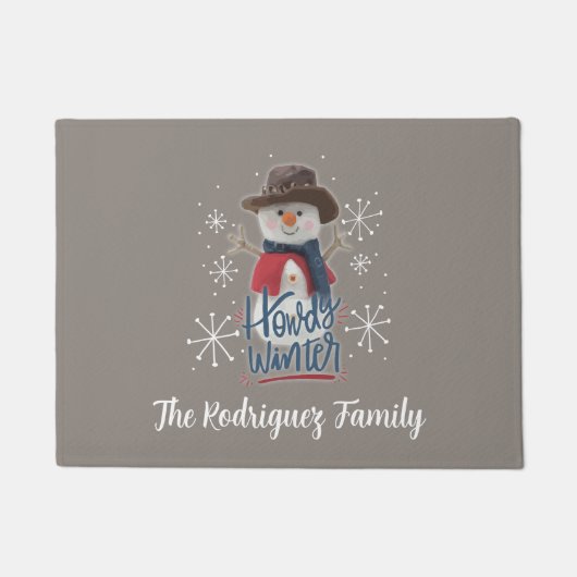 Howdy Winter Cowboy Snowman Fußmatte (Vorderseite)