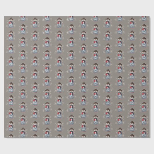 Howdy Winter Cowboy Snowman Geschenkpapier (Flach)