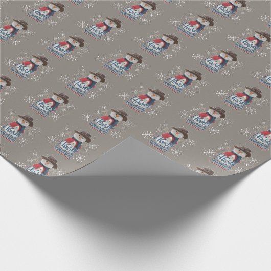 Howdy Winter Cowboy Snowman Geschenkpapier (Ecke)