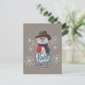 Howdy Winter Cowboy Snowman Postkarte (Stehend Vorderseite)